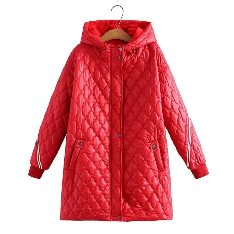 Winter Plus Size Parkas Women Clothing Fashion Wadded Jacket Hooded Drop Shoulder Fleece Lining Warm Cotton-Padded Coat 2023