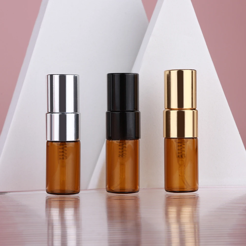 

50/100 шт. портативные янтарные флаконы-спреи для духов объемом 2 мл, пустые, многоразовые, для косметики