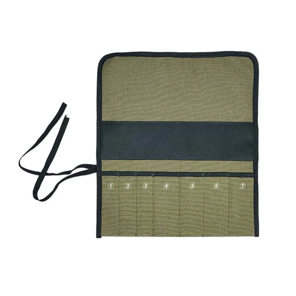 For Garage Roll Up Tool Bag Canvas Holder Multiple Pockets Tool Pouch Multiple Pockets Roll Up Design Buckle Closure