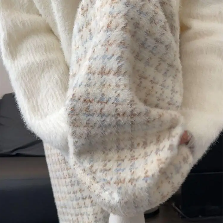 

Широкие брюки больших размеров с высокой талией в корейском стиле, женский повседневный шерстяной жилет, осенне-зимние белые клетчатые брюки больших размеров