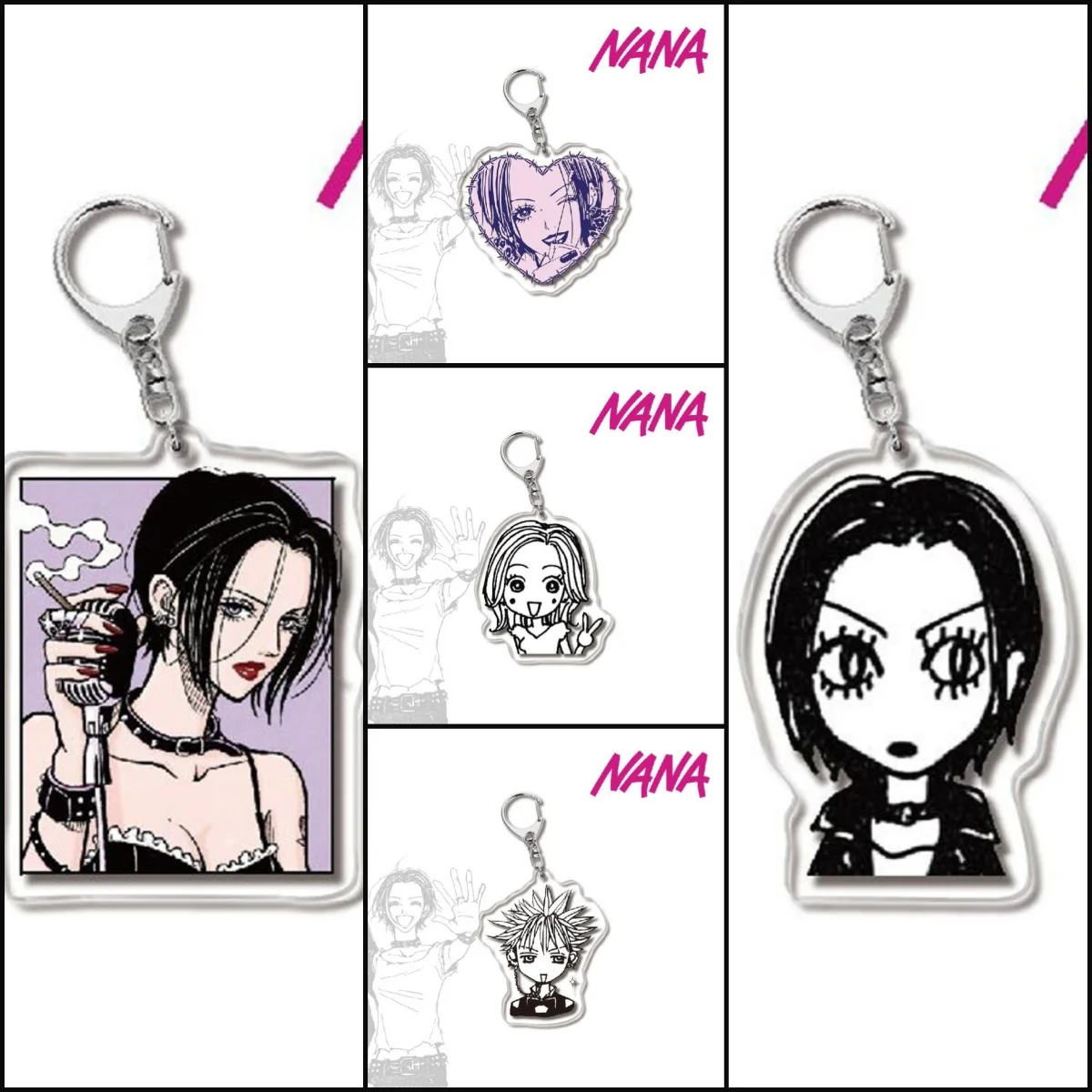 Anime NANA Black White Manga Acrylic Keychain Oosaki Komatsu Hachi Okazaki Shinichi Keyring Collection Desk Display Firend Gift