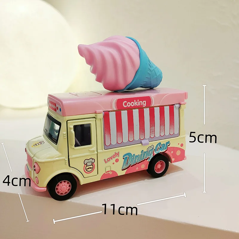 Kawaii Children's Play House Car Toys Music Pull Back Ice Cream Fast Food Truck Model Kitchen Girl Baby Toys Birthday Gifts