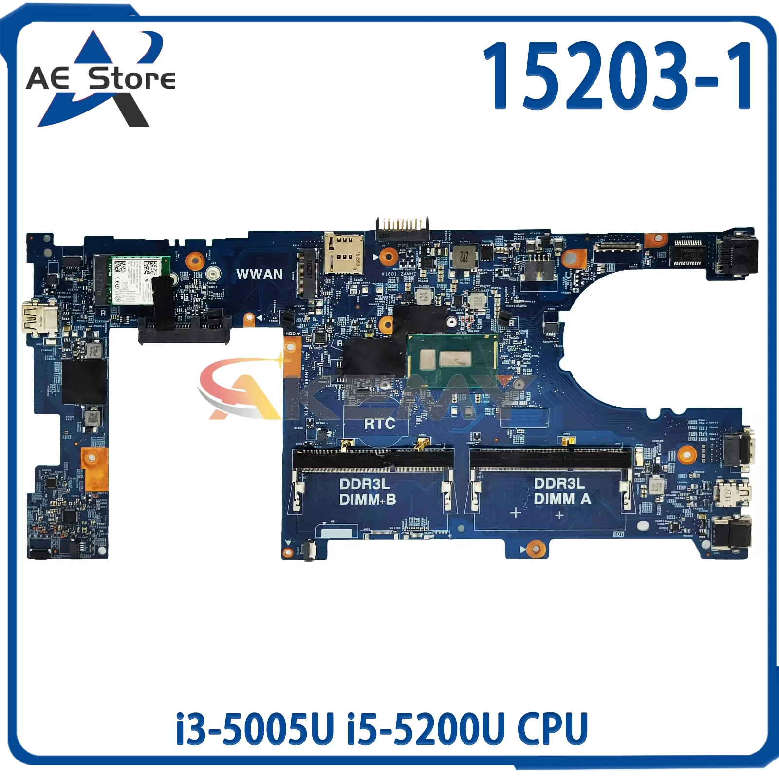 AE Store 15203-1 Mainboard For Dell Latitude 3350 Laptop Motherboard With i3-5005U i5-5200U CPU CN-028CG2 CN-0JV3DW 100% Tested