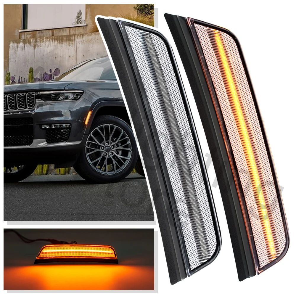 

2X Front Wheel Side marker Lights turn signal light For Jeep Grand Cherokee L WL 2021 2022 2023 2024 Fender Corner parking light