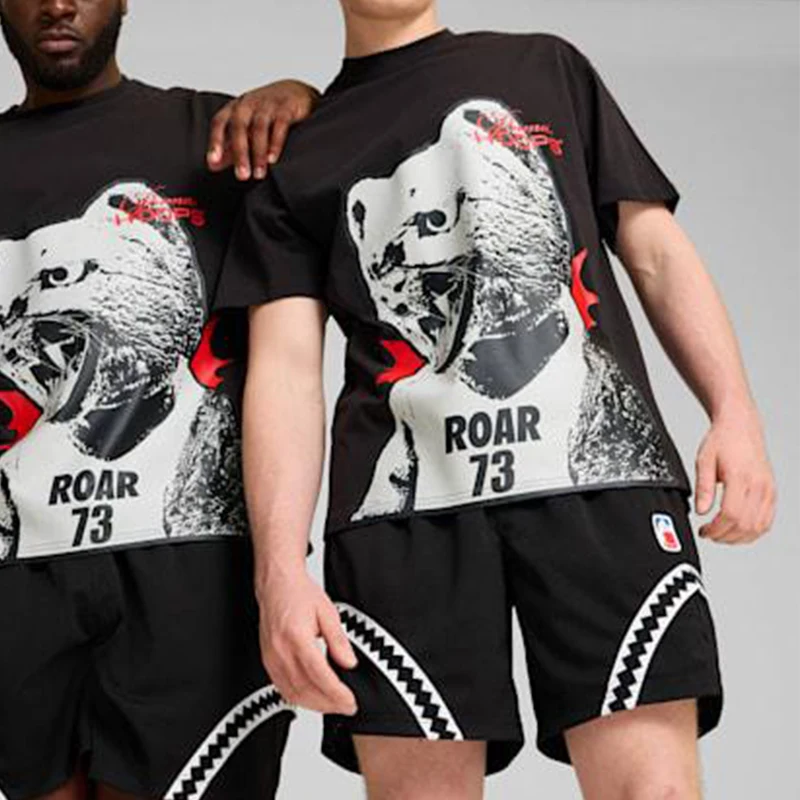 

Puma Натуральная летняя мужская модная дышащая спортивная футболка с круглым вырезом и принтом 627164-01