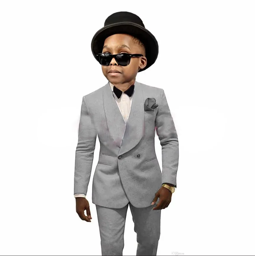 مزدوجة الصدر الاطفال بدلة رسمية للبنين 3-16 سنة 2 قطعة الأطفال الأزهار الزفاف سهرة لحفلة عيد ميلاد السترة مع السراويل