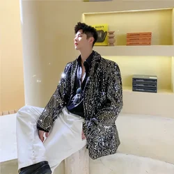 Male Shiny Blazers 2024 Spring jacket men Stylish Sequin Decor Blazer For Men Suit Jackets Dazzling Stage Clothing ZL265