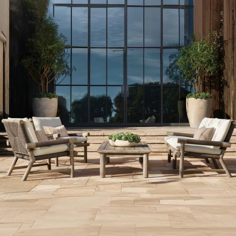 

Уличный диван из тикового дерева, двор, вилла, мебель для отдыха, водонепроницаемая, проживание в семье, отель, открытый сад, терраса, комбинация из массива дерева