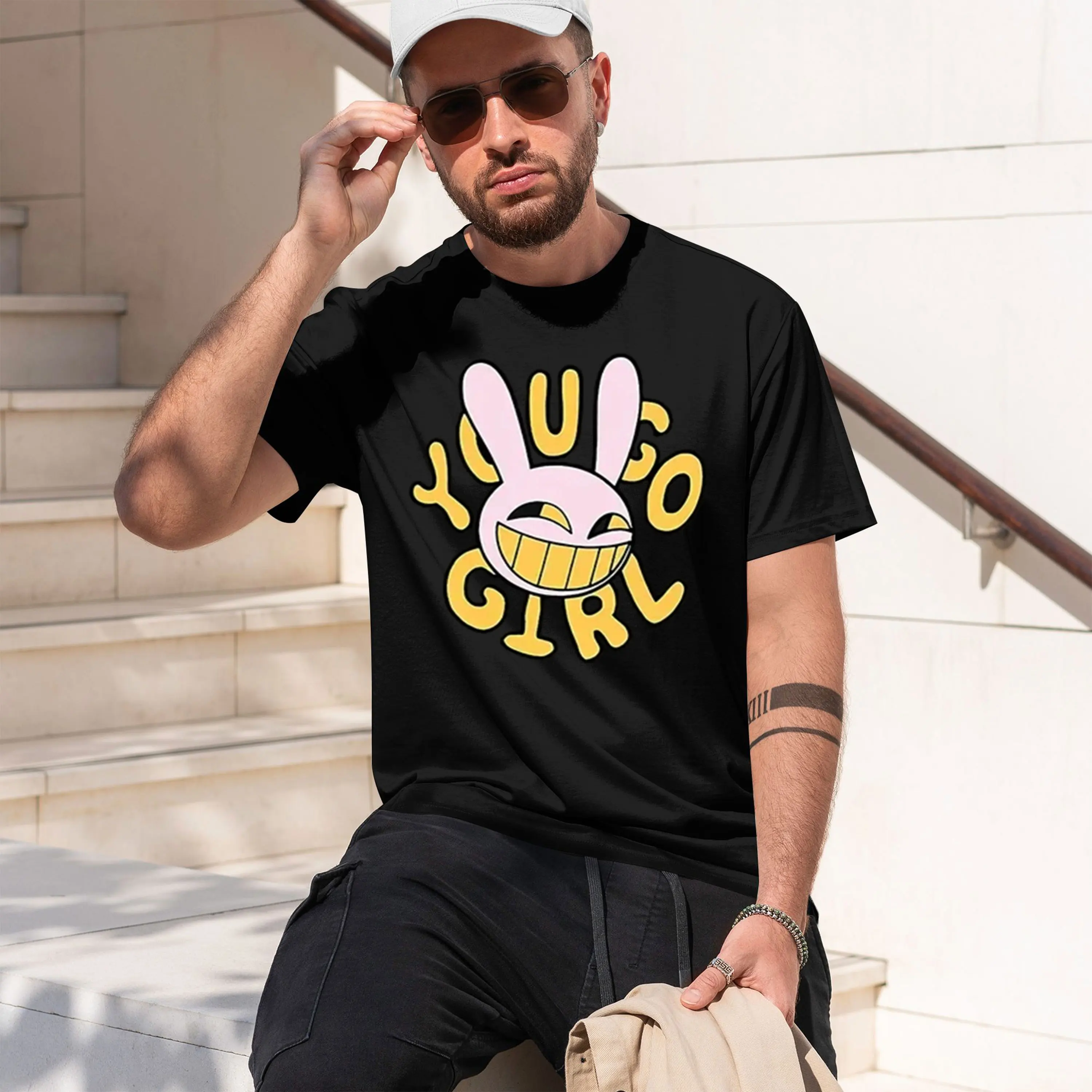 Coon Rabbit Design Men's T-Shirt Yugo Text Graph Summer Casual Wear Gift For And Family 2026 New Model Short-sleeve crewneck TSh