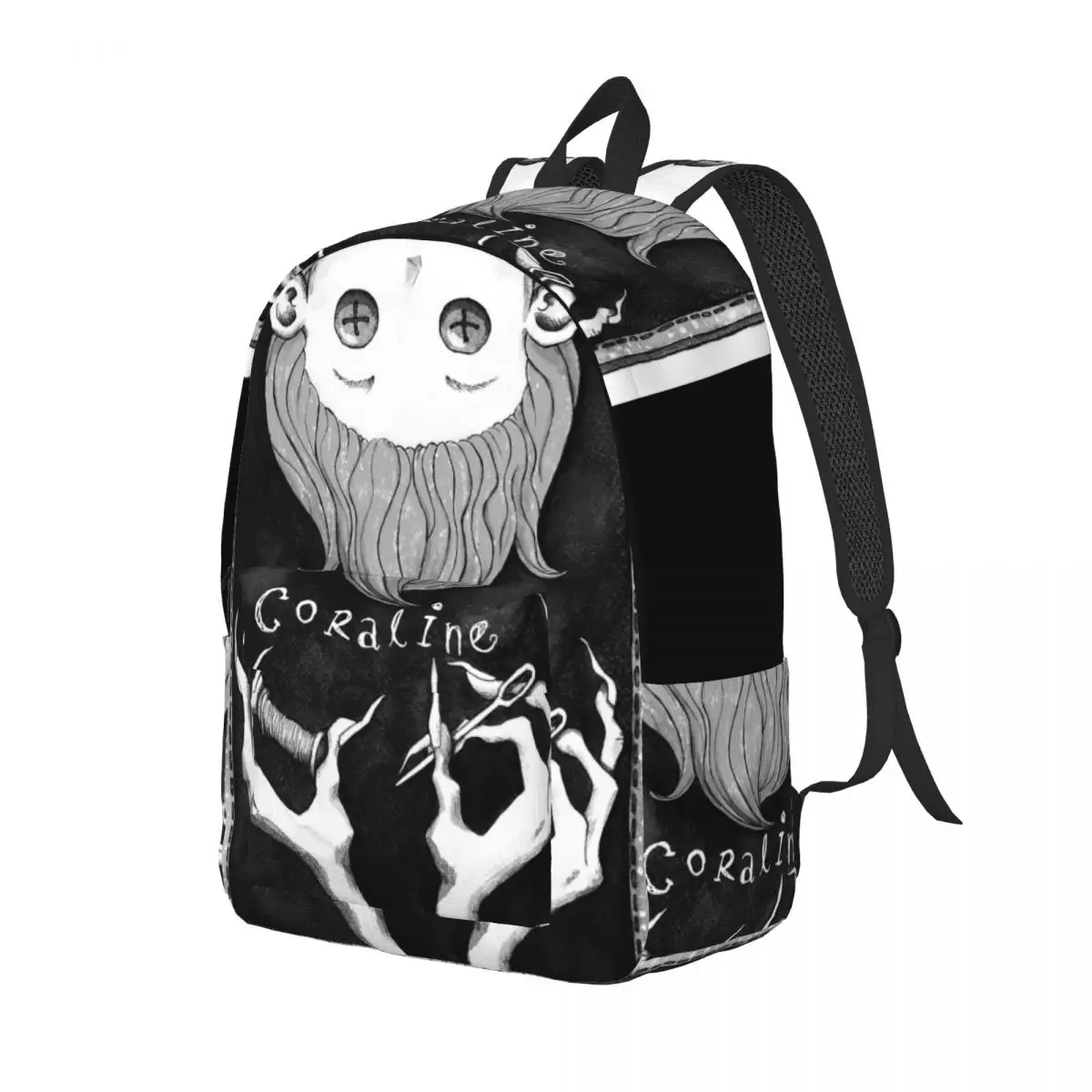 Coralines Jones Cartoon Cool Backpack Student Business Halloween Horror Movie Daypack for Men Women Laptop Computer Shoulder Bag