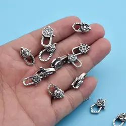S925 Sterling Silver Vintage Distressed Spring Fastener Connection Buckle Hand-Woven Jewelry DIY Accessories Material