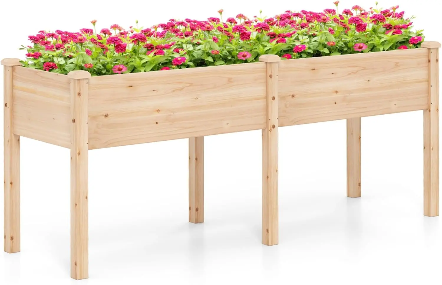

Raised Garden Bed, Elevated Wood Planter Box with Drain Hole, Gardening Planter Raised Bed for Planting Vegetables Flowe
