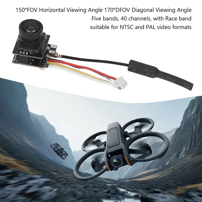 S2 OSD AIO 5.8G 40CH 800TVL HD Micro FPV Camera 150° FOV Horizontal 170° DFOV Diagonal Viewing Angle For RC Model Drone Car