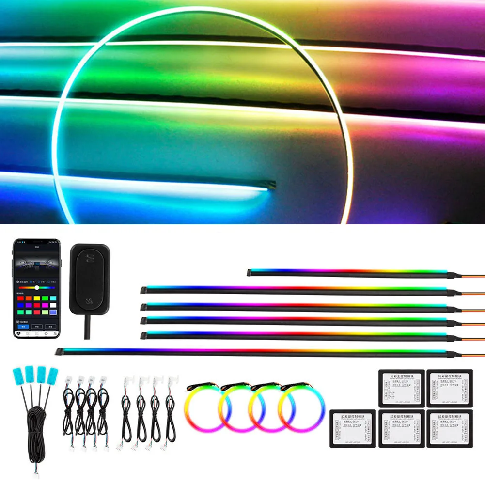 22 في 1 كامل اللون غاسل أضواء السيارة المحيطة RGB 64 لون LED الداخلية المخفية الاكريليك قطاع سيمفوني جو مصباح