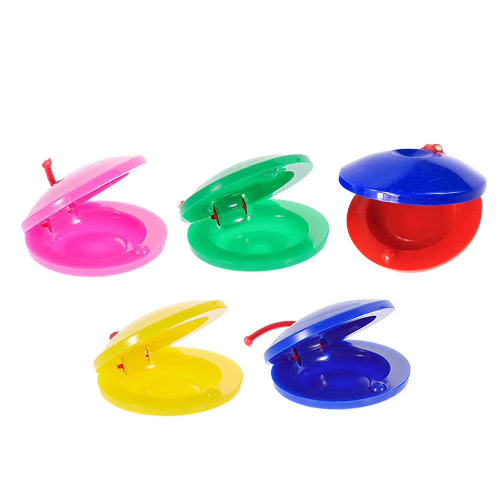 

5pcs Plastic Castanets Kids Finger Rhythm Musical Instruments Small Percussion Teaching Aid Safe Learning Tool For Early