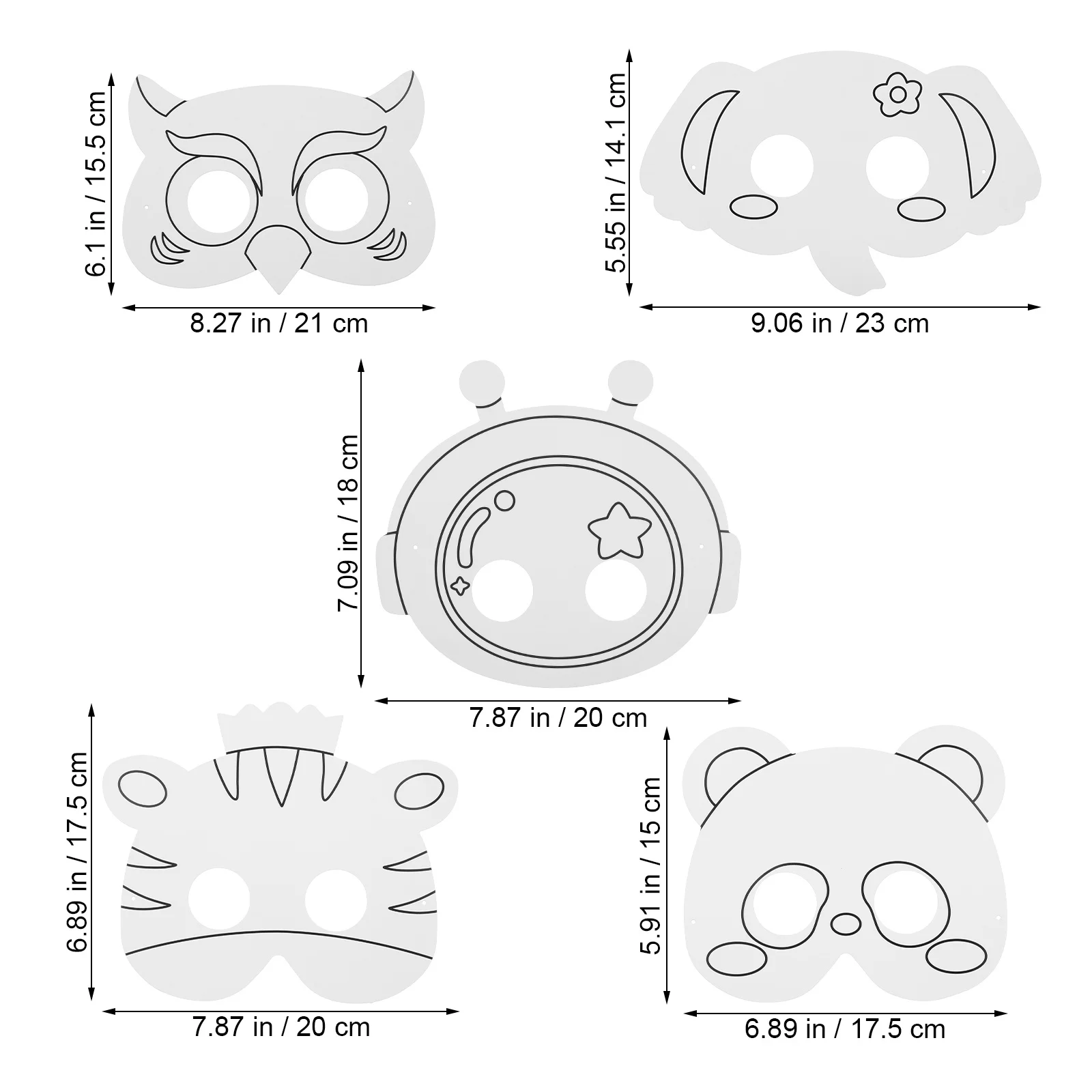หน้ากากกระดาษเปล่า 10 ชิ้น สำหรับงานปาร์ตี้ งานประดิษฐ์ งานคอสเพลย์ ฮาโลวีน สำหรับเด็กและผู้ใหญ่ รูปสัตว์ นักบินอวกาศ