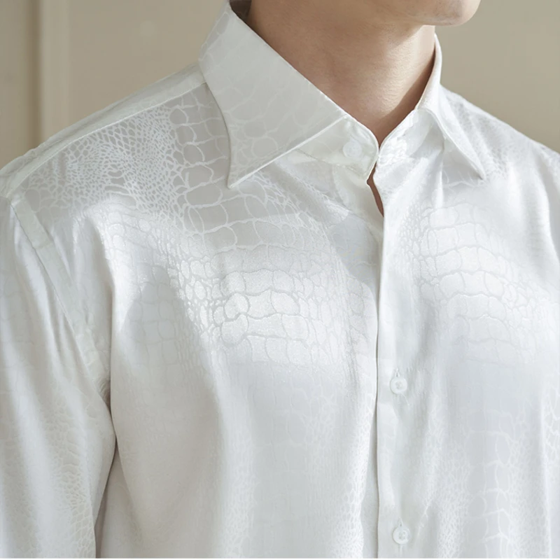 

Мужская рубашка с длинным рукавом в британском стиле | Воротник с вырезом, французский элегантный дизайн, повседневная и официальная одежда для мужчин