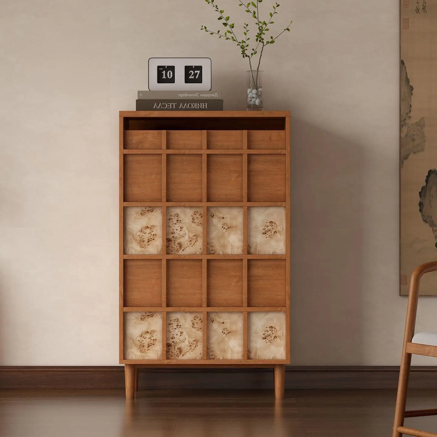 medieval solid wood chest of drawers, simple bedroom chest of drawers, Nordic retro storage cabinet