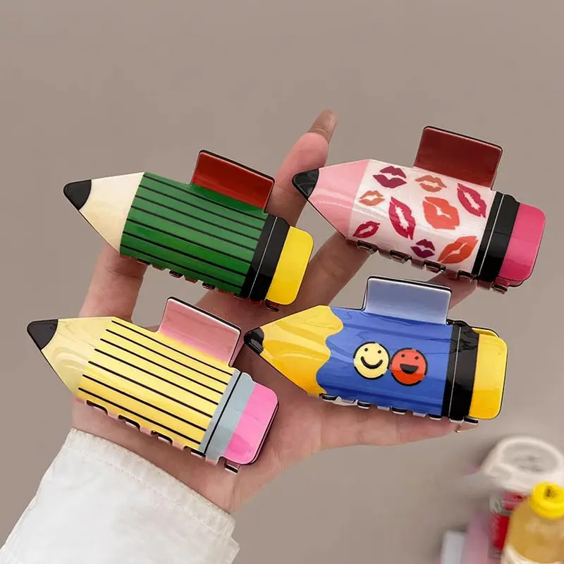 

1 Pcs Women's Hair Claws Large Pencil Kawaii Cute Personalized Fashionable Hair Grab Clips Funny Unique Hair Accessories Girls