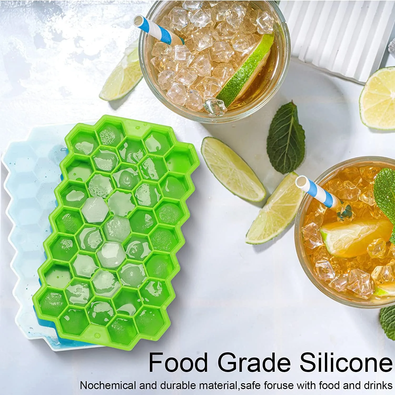 37 Cavity Honeycomb Ice Cube Trays Reusable Silicone Ice Cube Mold for Chilled Drinks Whiskey Cocktail  DIY Reusable Ice Maker