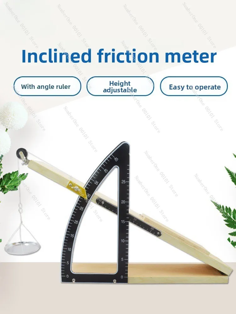 Inclined Plane Friction Tester with Protractor Wood Block for Physics Experiment