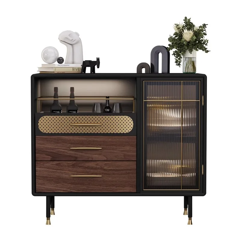 

Italian light luxury door cabinet, high-end living room entrance hall cabinet, high-end art solid wood glass storage dining side