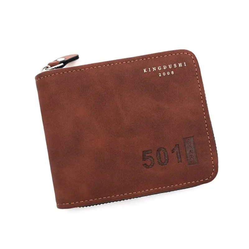 

Fashionable men's high-end embossed short style niche large capacity chain hinge change bag with multiple card slots wallet