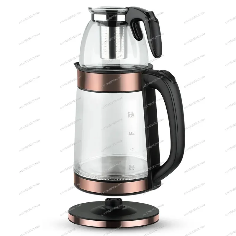 for European Cross-Border Double Layer Electric Kettle High Borosilicate Glass Blue Light Steam Teapot Health Multi-Function