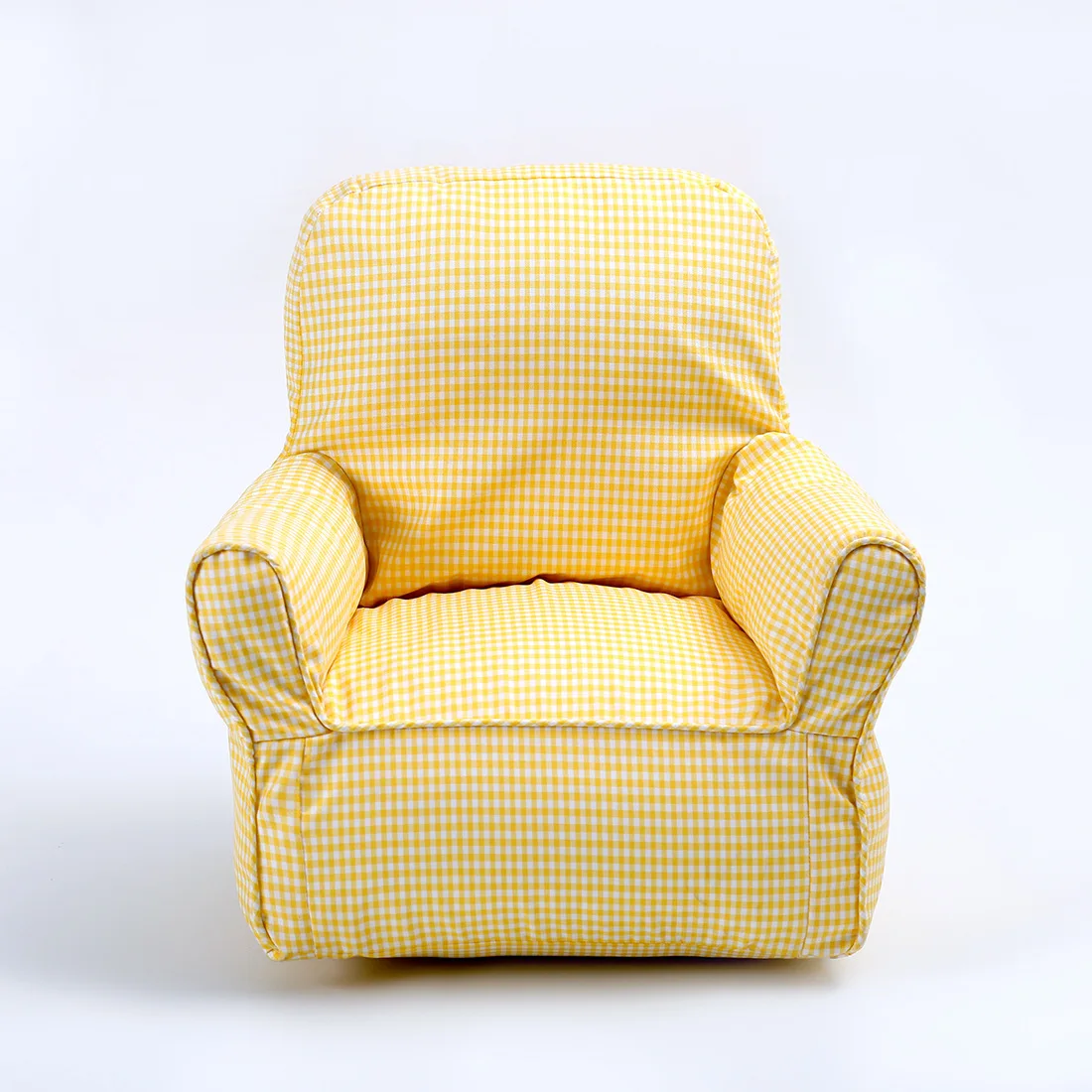 INS Children's Single Sofa Plaid Solid Color Canvas Mini Sofa Chair Seat Kindergarten Early Sofa Living Room Furniture