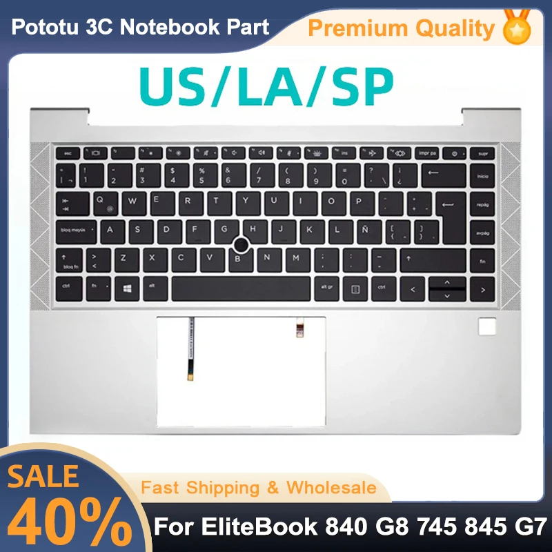 

American/Latin/Spanish Laptop Keyboard Backlight for EliteBook 840 G8 745 845 G7 M07090-001 M36312-001 with palm rest cover