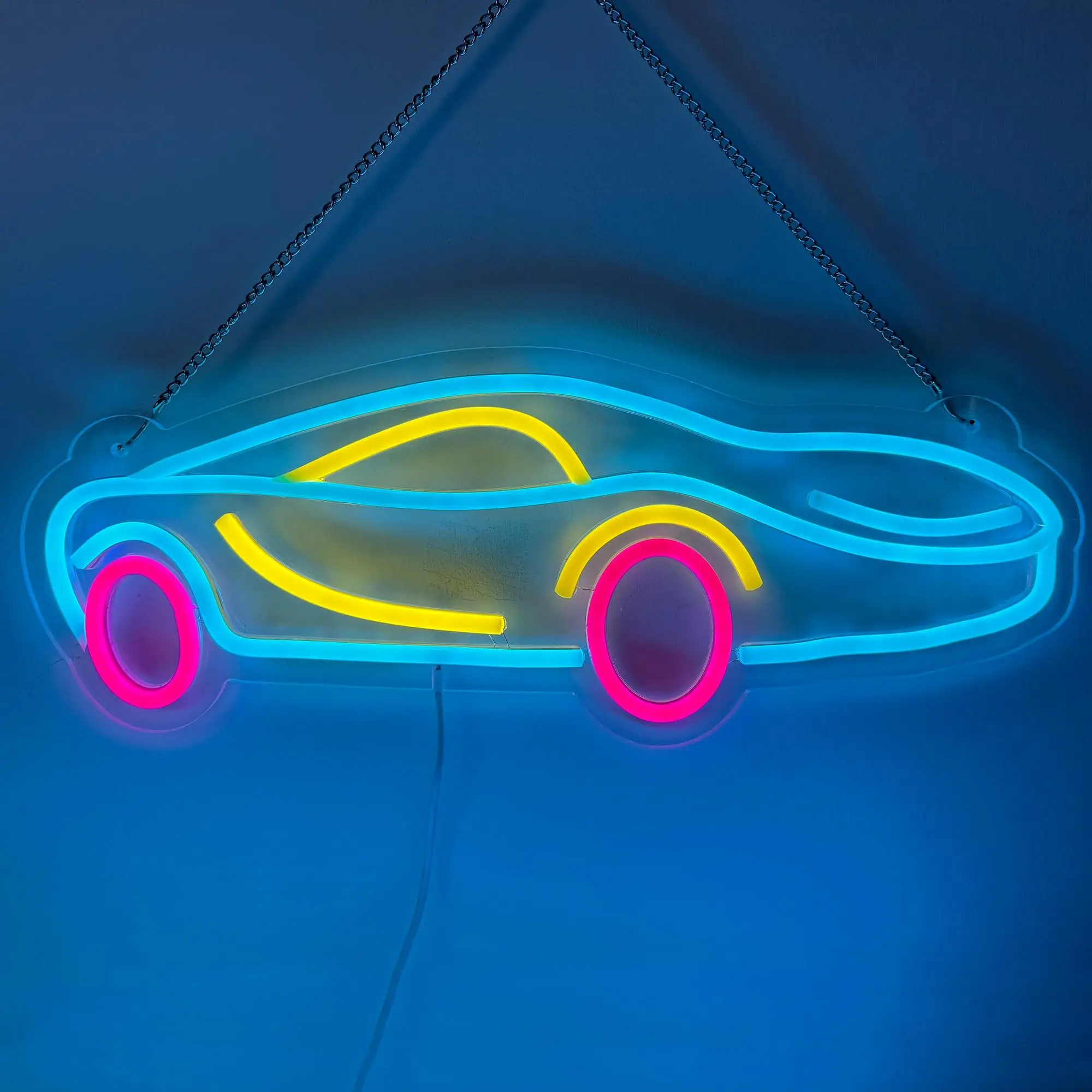 

Крутая неоновая вывеска для спортивного автомобиля, питание от USB, с регулируемым переключателем, подходит для гаража, игровой комнаты, украшения тематической вечеринки автомобиля