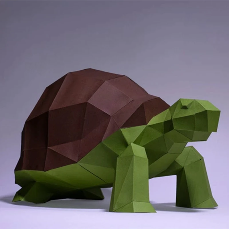 Turtle 3D Paper Model Animal Origami Papercraft Home Decor Ornament DIY Low Poly Puzzles Hand Made Creative Educational Toys