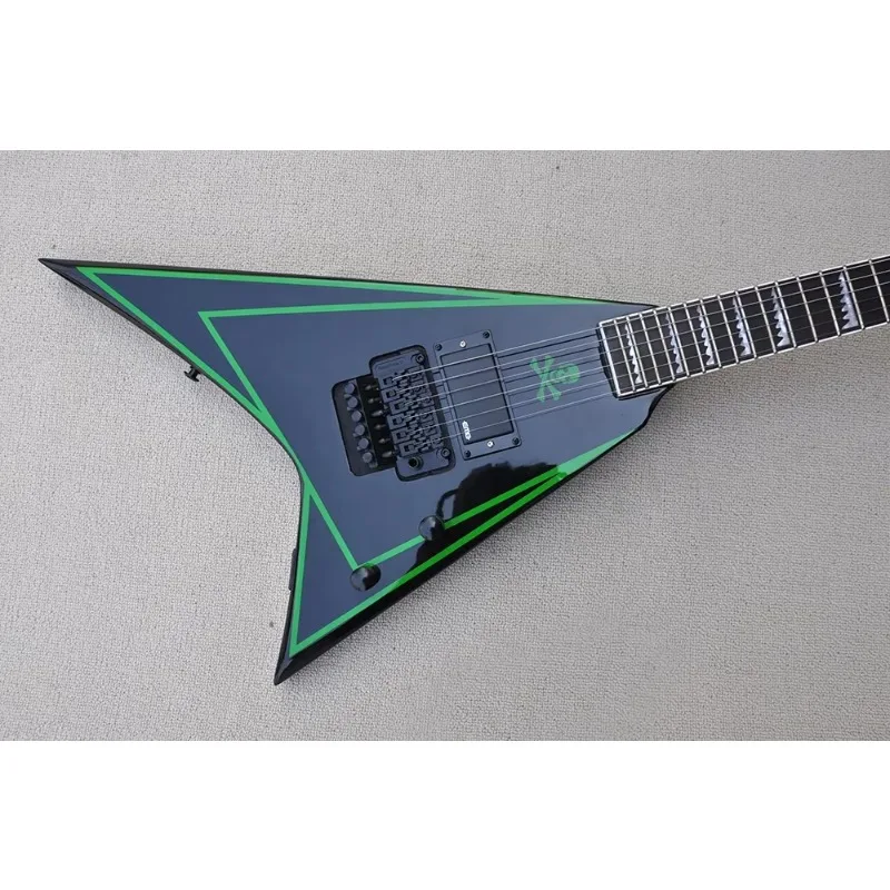 V Electric Guitar 6 Strings Stringed Instruments Green Sticker Pattern Guitar