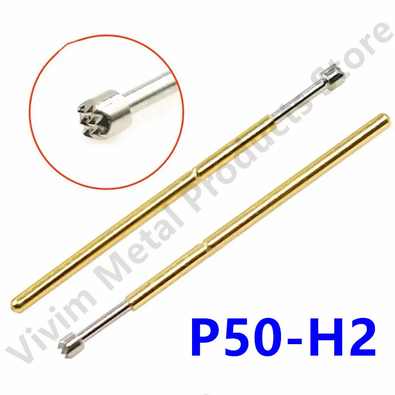 50/100PCS P50-H2 Spring Test Probe Test Pin Pogo Pin P50-H Electric ICT FCT PCB Test Tool 0.90/0.68/16.55mm Needle Serrated Tip