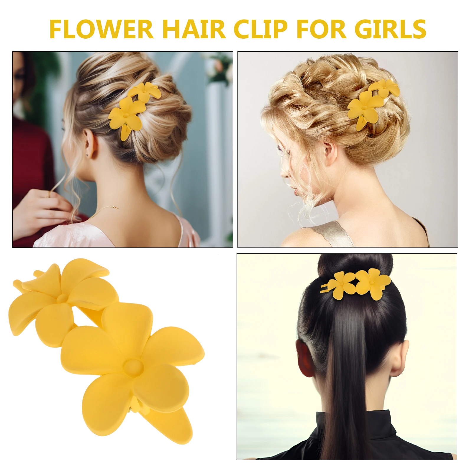 

Hair Clip Flower Curly Clips Claw Fashion Colorful Yellow Floral Accessories