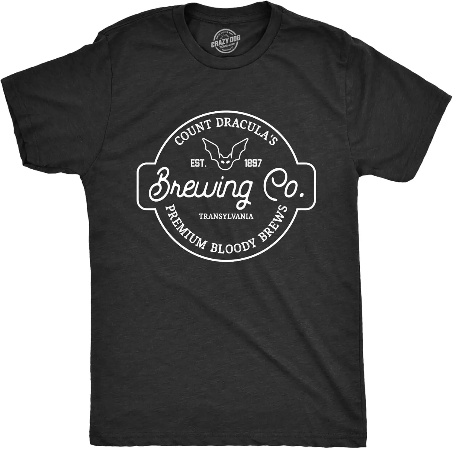 Mens Count Draculas Brewing Co T Shirt Funny Spooky Halloween Vampire Blood Tee for Guys