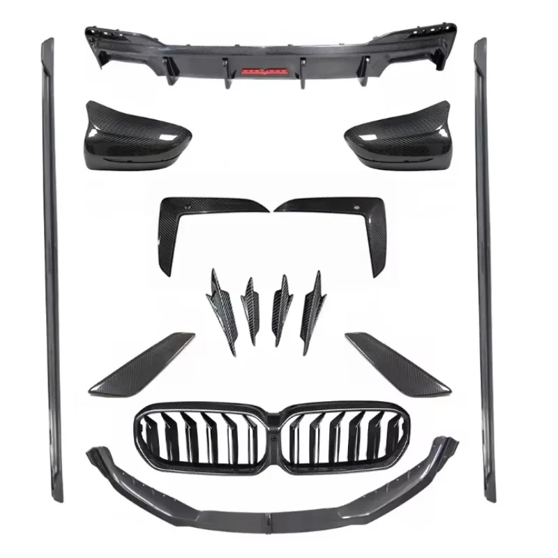 New for 5 Series G30 G38 F90 Dry Carbon Fiber Body Kit Side Skirts with Exhaust Bolt-On Retrofit/Upgrade