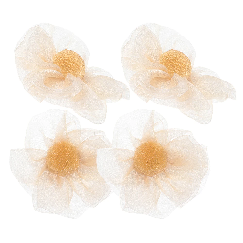 

4 Pcs Fabric Buckle Elegant Detachable Clips for Bridal Wedding Decorative Accessories Charm Shoe Footwear