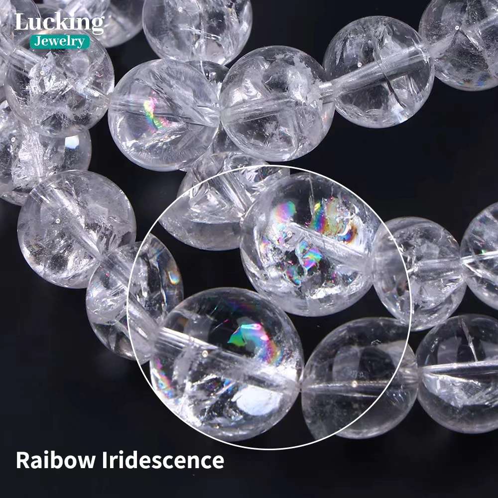 

Rare Natural Azeztulite Quartz Bracelets 8-10mm Cracked Rock Crystal Bead for Healing Jewelry Making DIY Chakra Bracelets