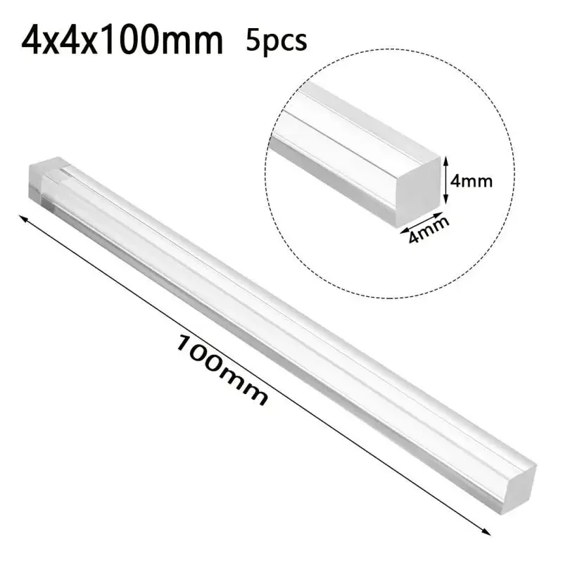 1-20pcs Acrylic Square Rods 3x3/4x4/5x5/6x6/8x8/10x10/15x15/20x20mm Length 100mm-500mm Acrylic Dowel Rods Sticks