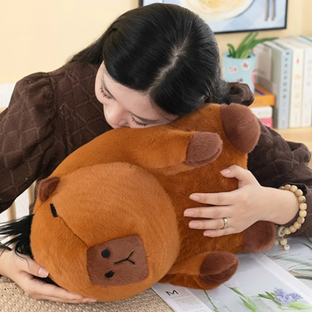 Capybara Plush Toy Kawaii Stuffed Animals Fluffy Capybara With DIY Hair Soft Plush Sleeping Pillow Girl Birthday Toys Cute Gift