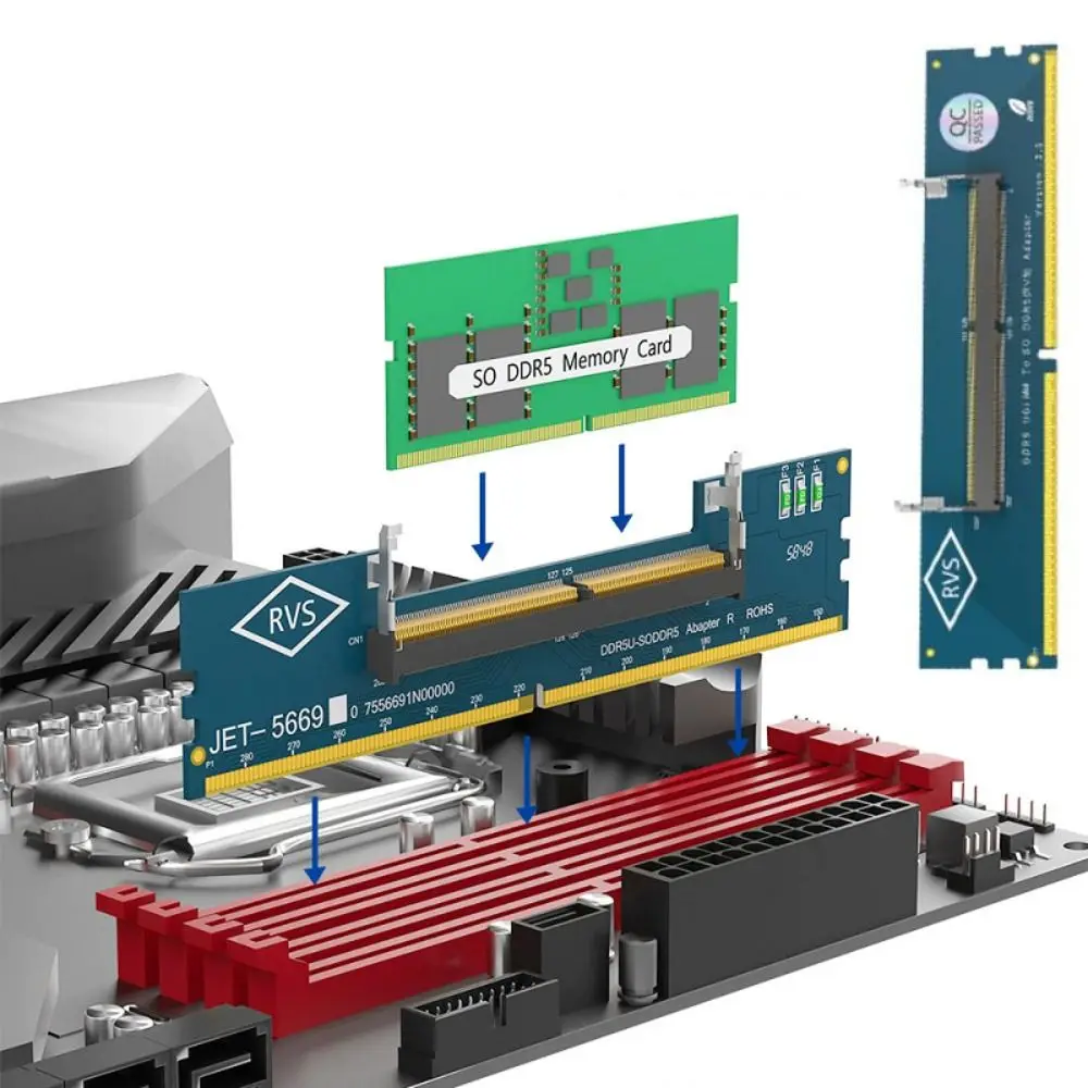 4-Layered PCB Design SO-DIMM to DIMM Adapter Better Protection Upgraded Version Laptop to Desktop PC Adapter 240pin 288pin
