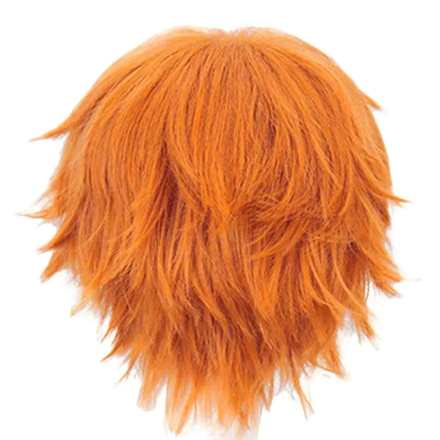 Perruque Synthétique Courte Orange Ondulée Naturelle pour Homme, Fantasia Cosplay, Halloween, Coleção Nouvelle
