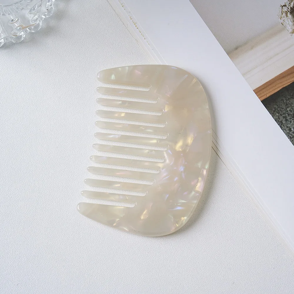 Marble Pattern Hair Comb Marbled Cellulose Acetate Scalp Massage Comb Ergonomic Rounded Teeth Wide Tooth Comb