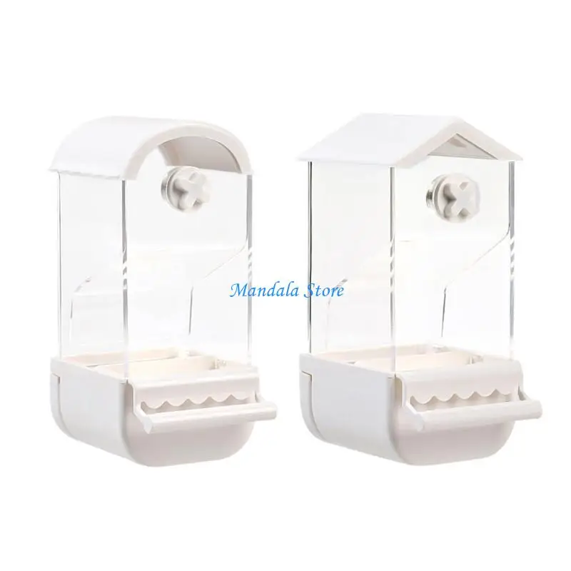 

U2JC Acrylic Bird Feeder Hangable Clear Bird Feeder Automatic Dispenser for Birdcages Bird Feeding Device House Feeder