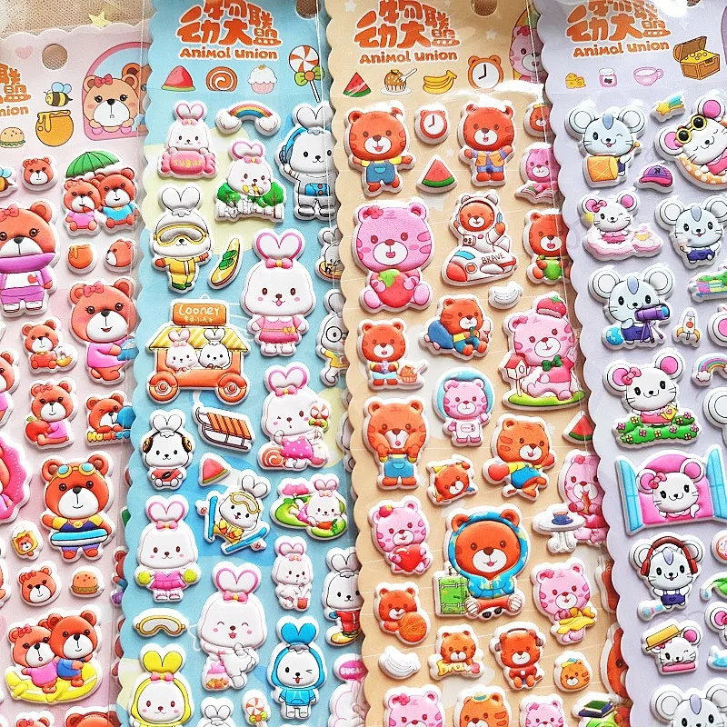 mixed-20pcs-cute-animal-cartoon-stickers-rabbit-bear-mouse-cute-cartoon-stickers-decorative-stationery-student-gifts