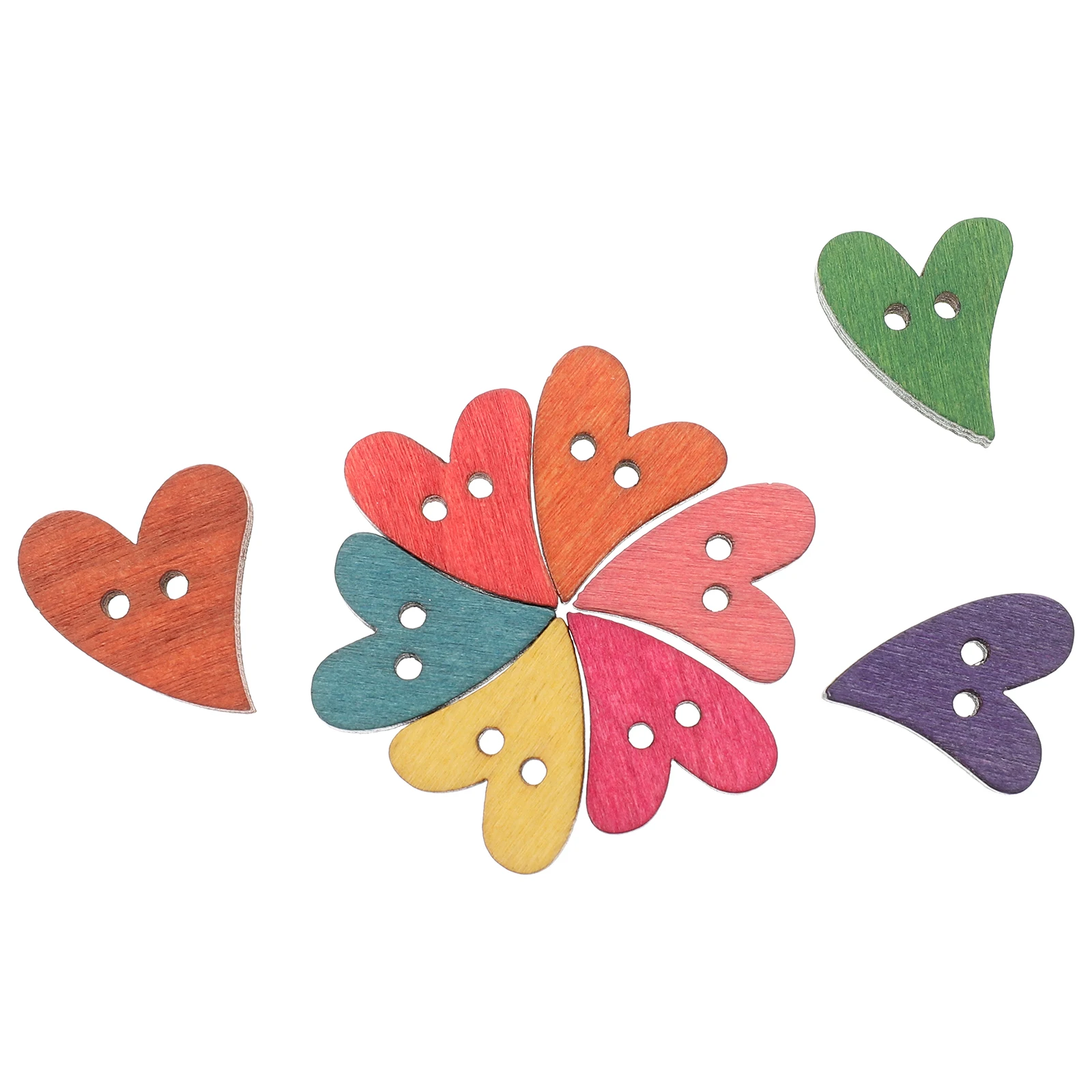 

200 Pcs Wooden Buttons Bulk Accessories Heart Shape Design Sewing Clothes Decorative Crafts DIY Projects Clothing Rivets