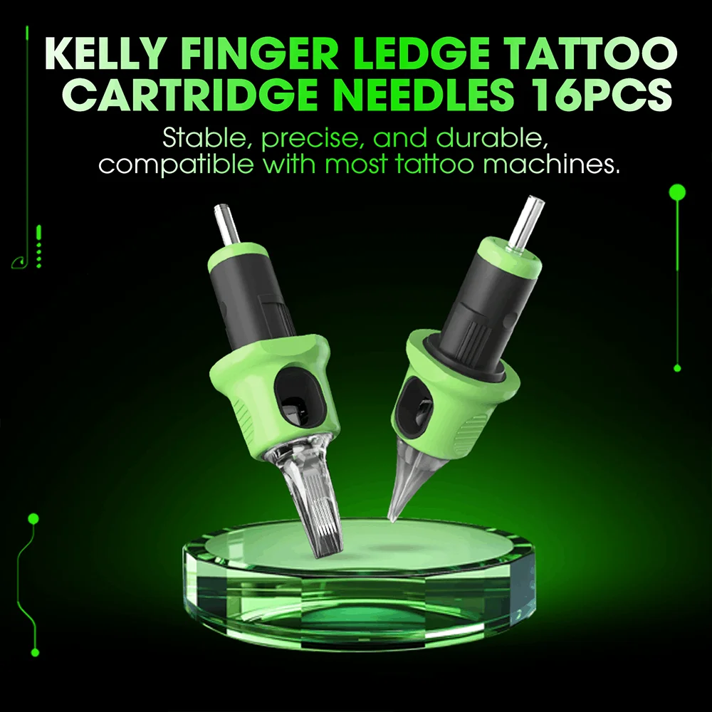 

INKin Kelly Finger Ledge Tattoo Cartridge Needles RL RM RS 16Pcs Disposable Tattoo Needls Membrane for Rotary Tattoo Machine Pen