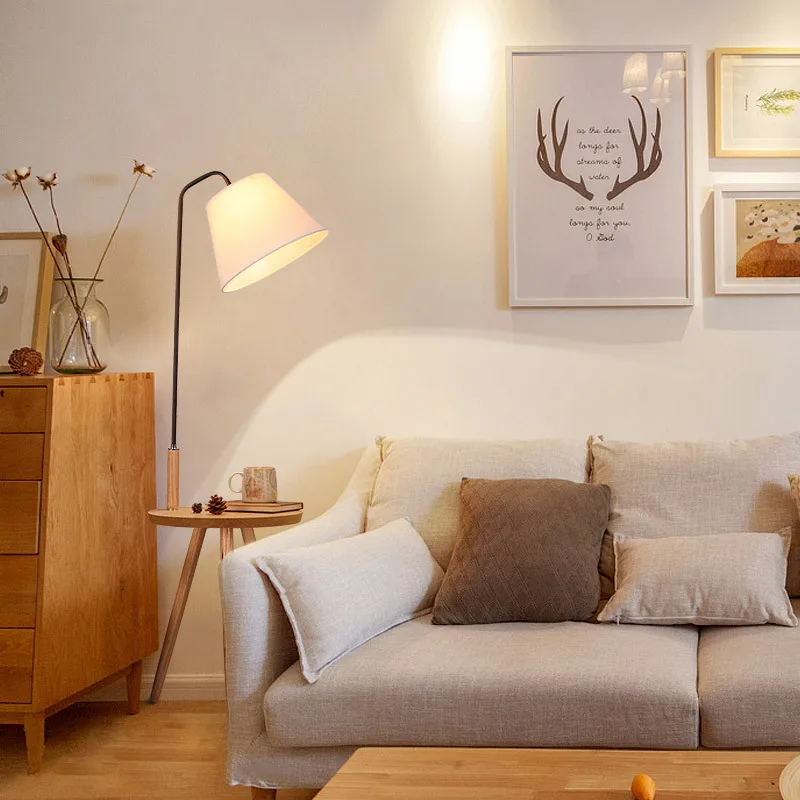 

Creative Nordic living room floor bedside lamp American floor European vertical shelf table