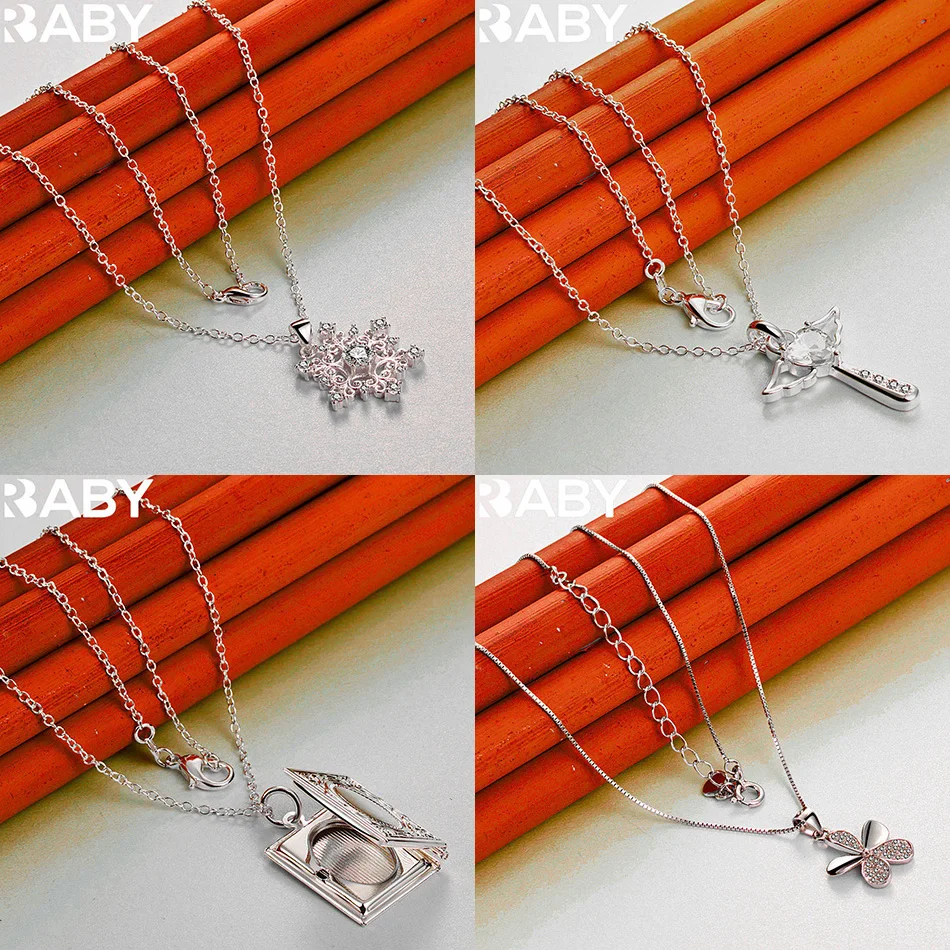 

URBABY 40-75cm 925 Sterling Silver Design Pendant Necklace For Women Men Charm Trend Birthday Gifts Fashion Party Fine Jewelry